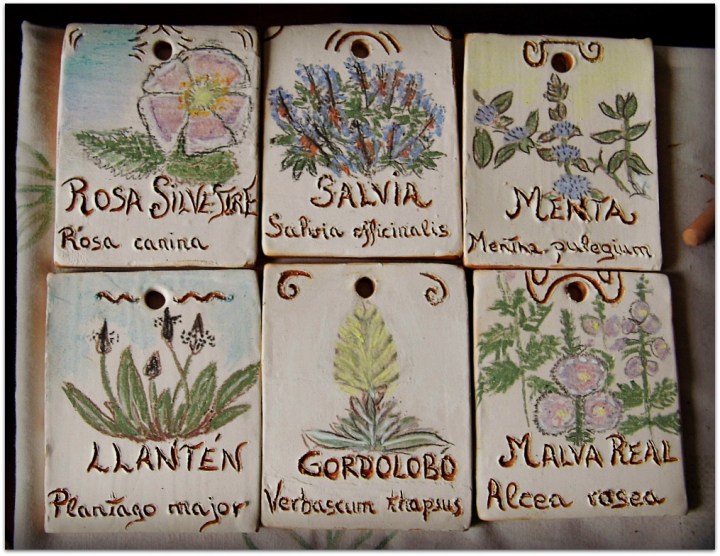 Placas de plantas aromáticas