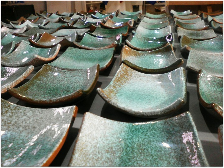 Vajilla verde de cerámica